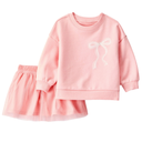 Conjunto de blusa de manga larga con lazo y enagua tutu-short