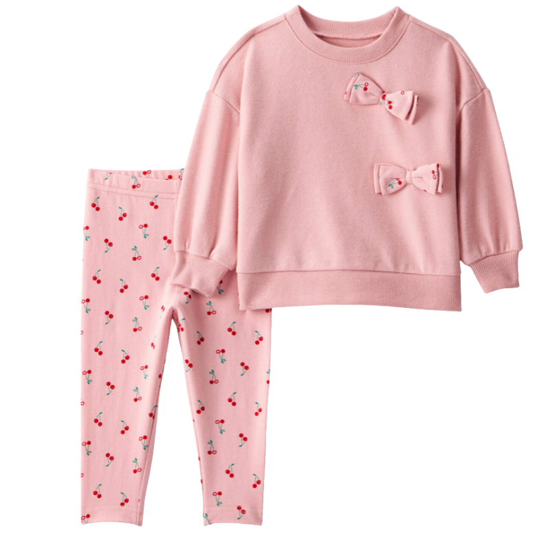 Conjunto de dos piezas con leggings cherries y pullover lazitos