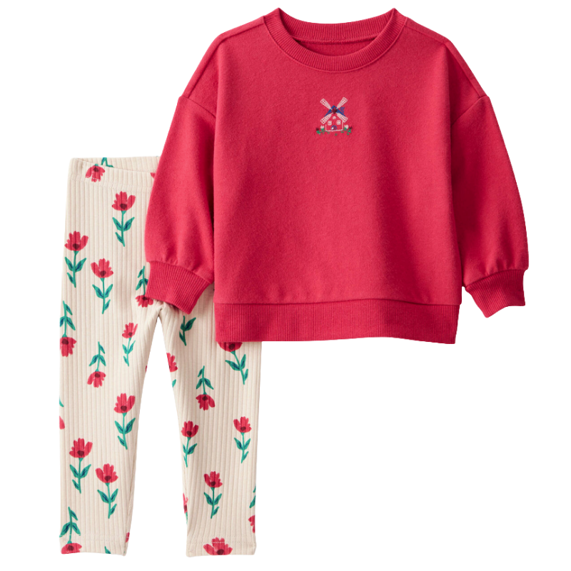 Conjunto leggings y pull over con estampado tulipanes con molinito