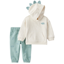 Conjunto pantalón y abrigo con gorro con motivo de dinosaurio