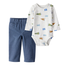 Conjunto mameluco manga larga con pantalón simulación estilo demin