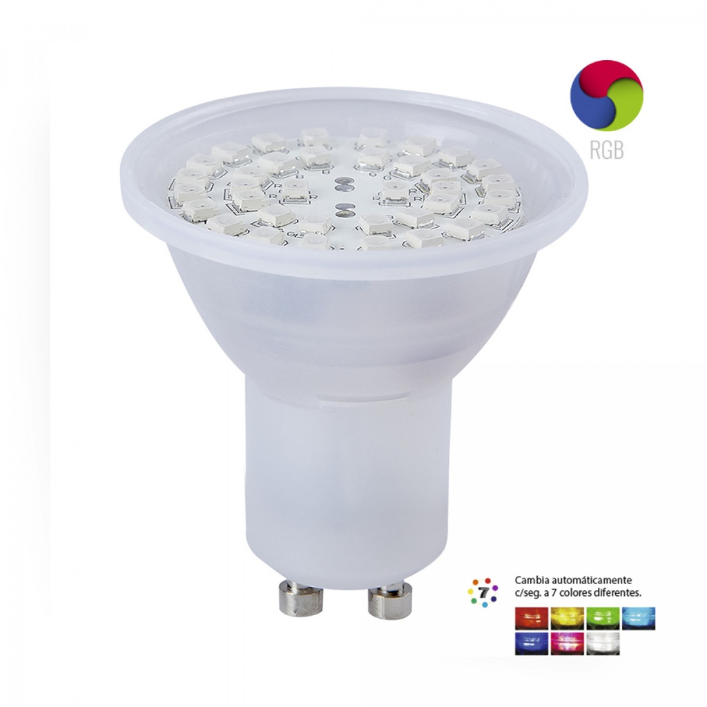 BOMBILLO GU10 DE LED, SMDLED 3W RGB