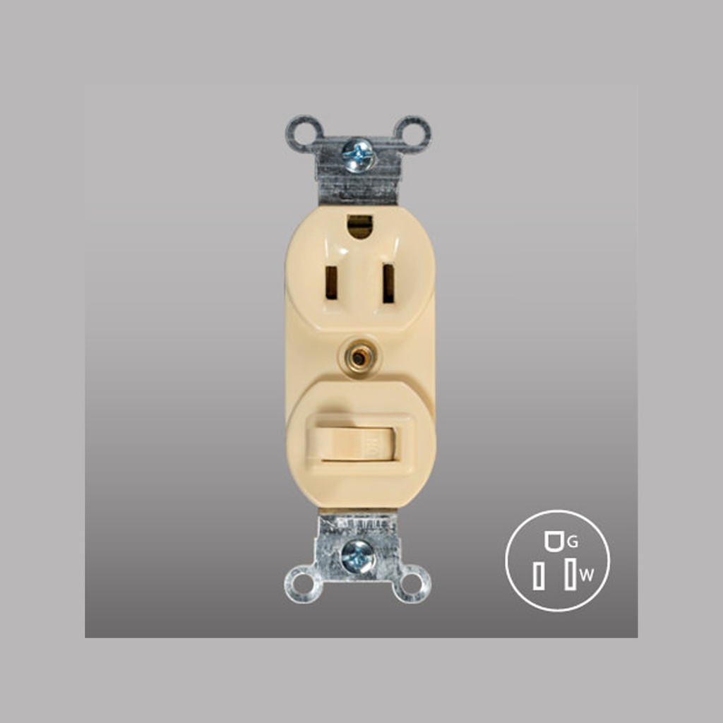 APAGADOR Y RECEPTACULO OCULTO 2 POLOS C/TIERRA 1