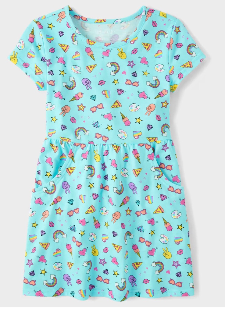 Vestido manga corta estampado