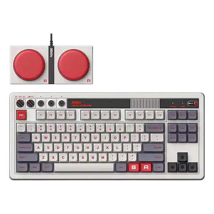 Teclado 8BitDo Retro Inalámbrico Mecánico NES Edition Blanco/Gris 85HA02