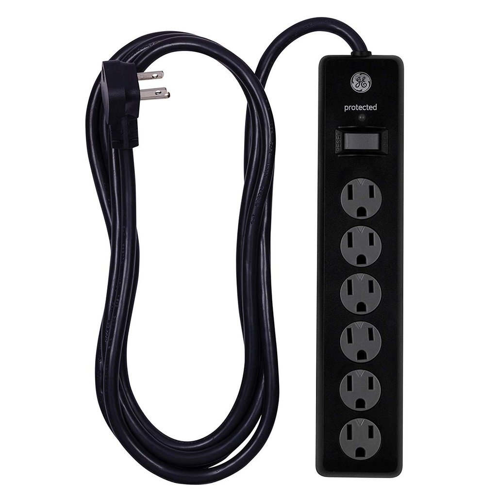 PROTECTOR DE PICOS 6 TOMAS 600J 3MTS CABLE NEGRO 37442 GE 37442