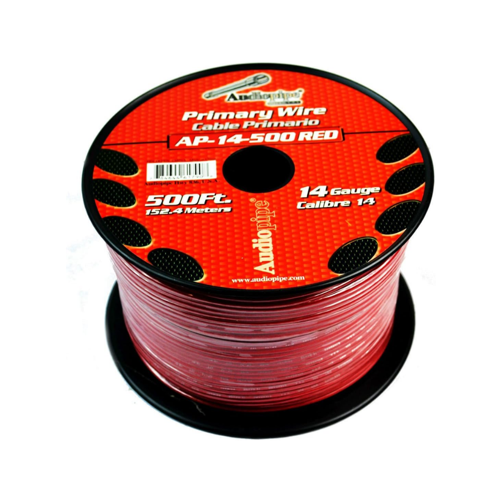 ROLLO CABLE AUTOMOTRIZ 152 MTS #14 ROJO AUDIOPIPE AP-14-500RED