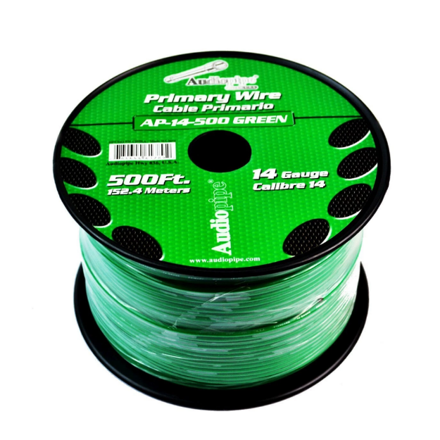 ROLLO CABLE AUTOMOTRIZ 152 MTS #14 VERDE AUDIOPIPE AP-14-500GRN