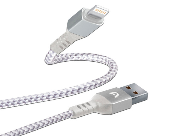 ARGOM CABLE LIGHTNING A USB 2.0 NYLON TRENZADO DURA FORMA ARG-CB-0023WT