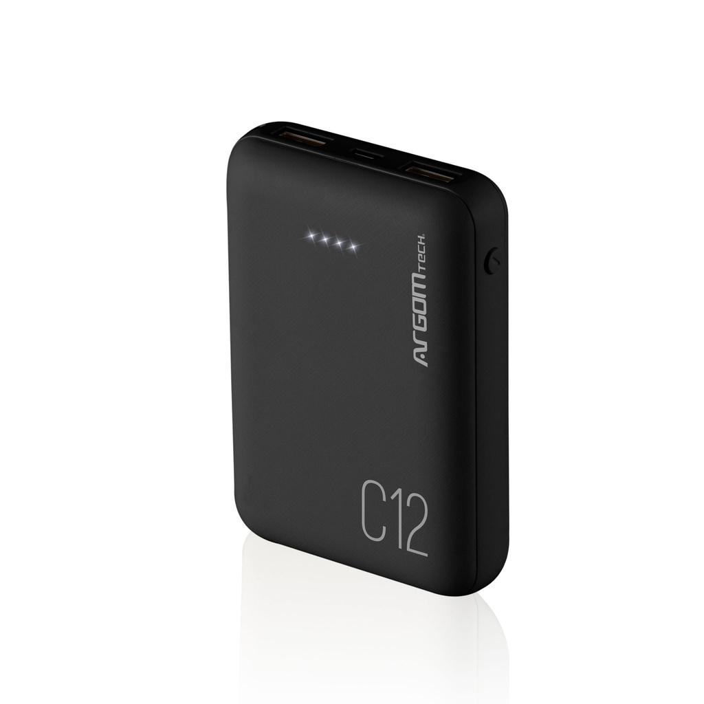 ARGOM POWER BANK ARGOM C12 12000 MAH BLACK ARG-PB-1138BK