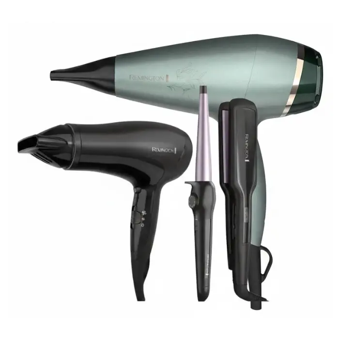 Combo MegaPack Remington Plancha-Secadora-Rizador + Secadora cabello Remington botanicals D27A-110F