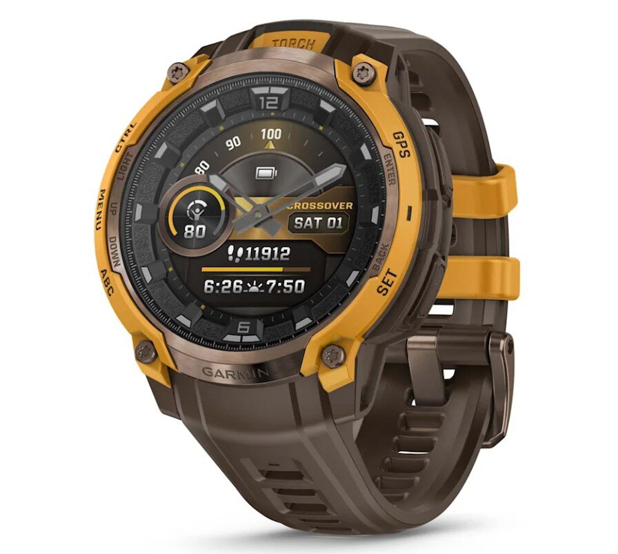 Instinct Crossover AMOLED Bronce/Naranja, correa silicón cocoa 010-03398-01