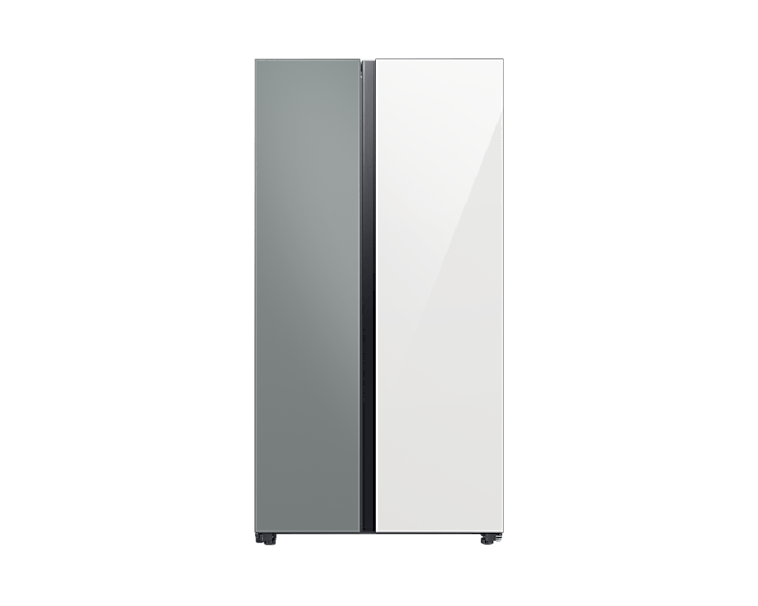 Refrigeradora SAMSUNG BESPOKE Side by Side 23P³/640L blanco con gris WIFI RS23CB700A7GAP