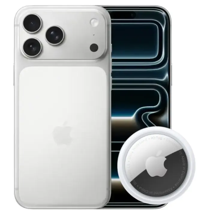 Combo Celular Apple iPhone 17 Pro Max 5G 256GB 12GB-RAM Plateado + Rastreador Apple AirTag Blanco MX532AM/A