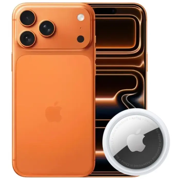 Combo Celular Apple iPhone 17 Pro 5G 256GB 12GB-RAM Naranja Cósmico + Rastreador Apple AirTag Blanco MX532AM/A
