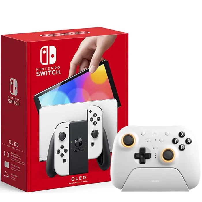 Combo Consola Nintendo Switch OLED 64GB Blanco - Super Mario Bros. Wonder Bundle + Control 8BitDo Ultimate 2 Bluetooth Nintendo Switch / PC Blanco 80ND02