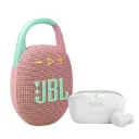 Combo JBL Speaker-JBLCLIP5PINKAM + Audífonos JBL Vibe Buds Blanco JBLVBUDSWHTAM