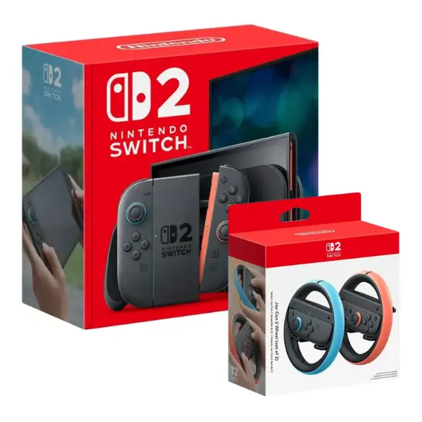 Combo Consola Nintendo Switch 2 256GB HK + Volante Nintendo Switch 2 Joy-Con 2 Wheel (2-Pack) Azul/Rojo BEEABU2AA 