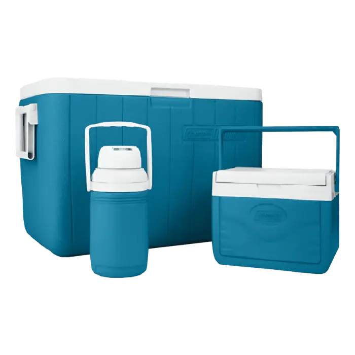Set Hieleras Coleman Chiller Plástico 3-Pack (45Lts/8.5Lts/3.78Lts) Celeste/Blanco 2199113