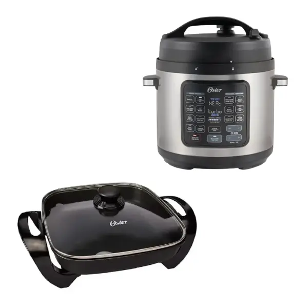 Combo Olla Oster Multifuncional Turbo 5.7L CKSTPCECT57DF + Sartén Eléctrico Oster Antiadherente CKSTSK1712B