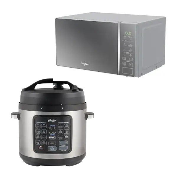 Combo Microondas Whirlpool WM1807D 20L Gris + Olla Oster Multifuncional Turbo 5.7L CKSTPCECT57DF