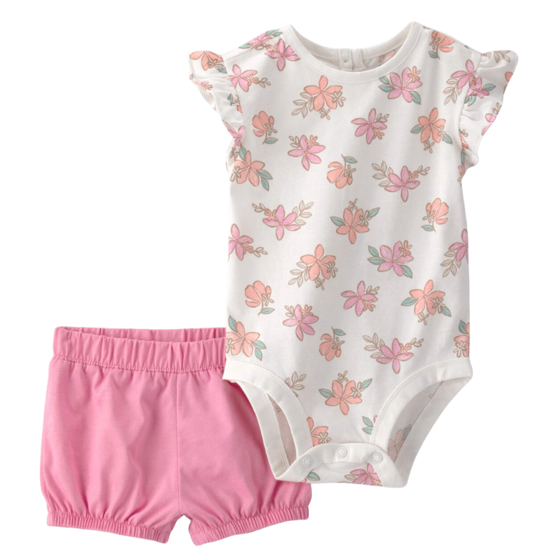 Conjunto 2 Piezas Floral Rosado
