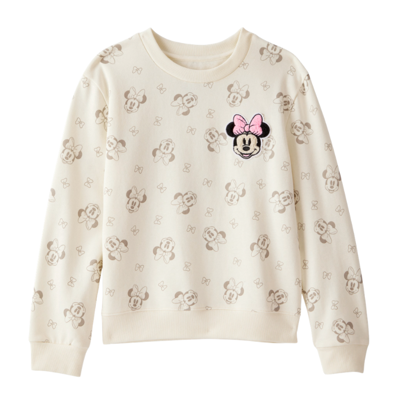 Sudadera suave con diseño Minnie en tono crema
