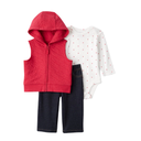 Conjunto 3 Piezas con Chaleco Acolchado  y Detalles de Corazones