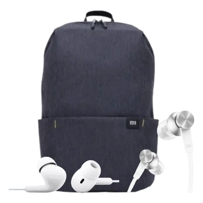 MI Casual Daypack - Negro + MI In-ear Headphones Basic - Blanco + Xiaomi Type-C Earphones - Blanco