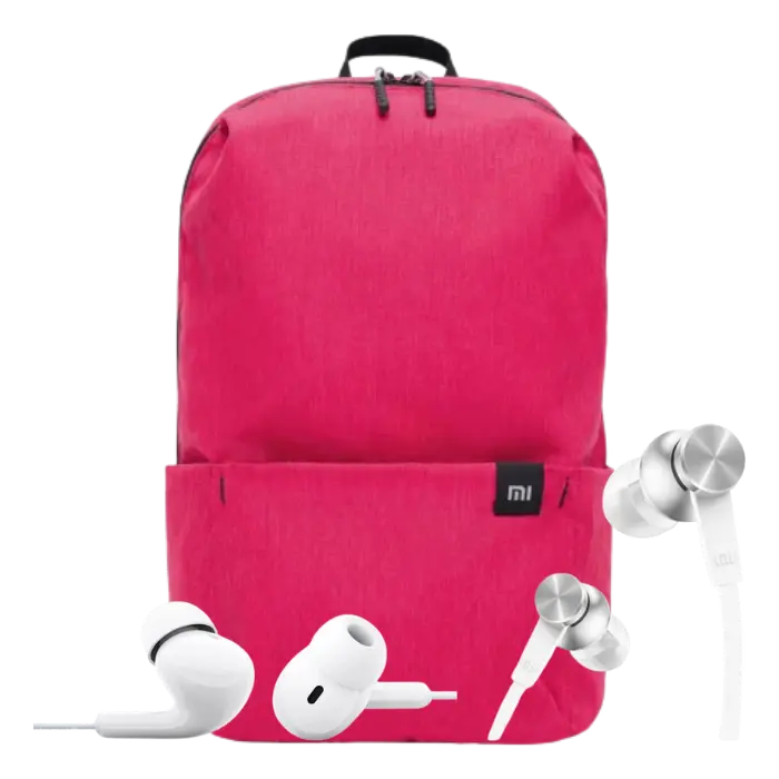 MI Casual Daypack - Rosa + MI In-ear Headphones Basic - Blanco + Xiaomi Type-C Earphones - Blanco
