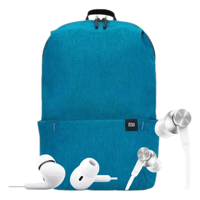 MI Casual Daypack - Azul Claro + MI In-ear Headphones Basic - Blanco + Xiaomi Type-C Earphones - Blanco
