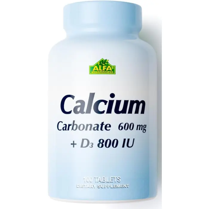 Suplemento Dietético Alfa Vitamins Calcium Carbonate 600 + D3 800IU 100 Tabletas 103-A