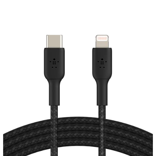 Cable Trenzado Belkin USB-C a Lightning 1M Negro CAA004bt1MBK