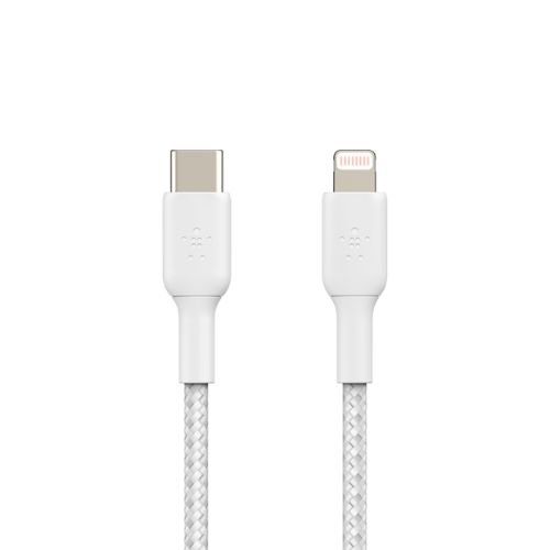 Cable Trenzado Belkin USB-C Macho a Lightning Macho 1M Blanco CAA004bt1MWH