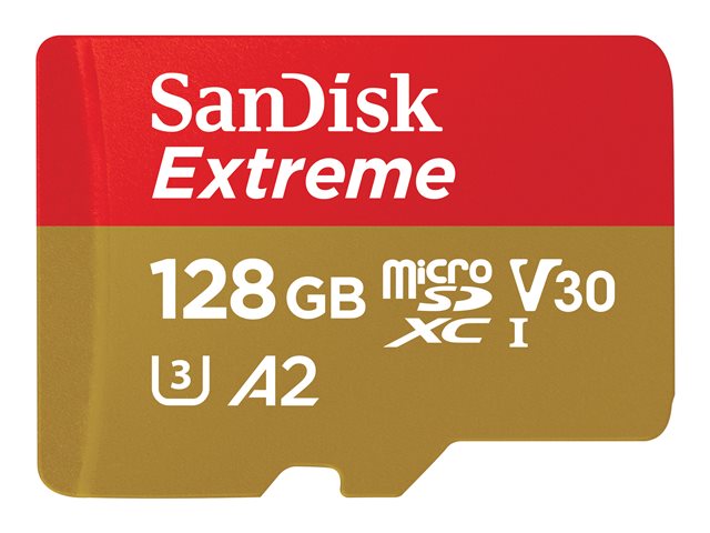 Tarjeta de Memoria Flash (adaptador microSDXC a SD Incluido) SanDisk Extreme 128GB SDSQXAA-128G-GN6AA