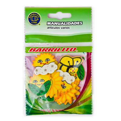 Calcomanía de Madera Barrilito Flores y Abejas 10 piezas WS003