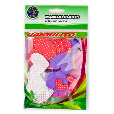 Calcomanías Barrilito de Foamy Corazon Estampados fs013 45 piezas
