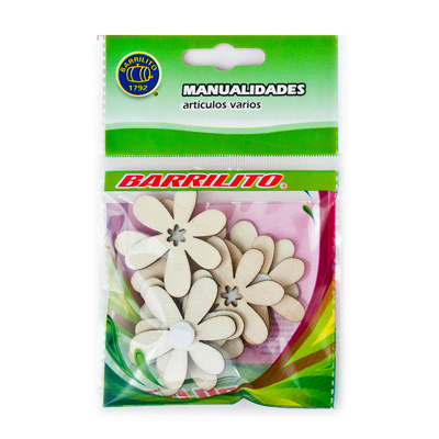 Calcomania de madera Barrilito Flores 3 8 piezas ws014