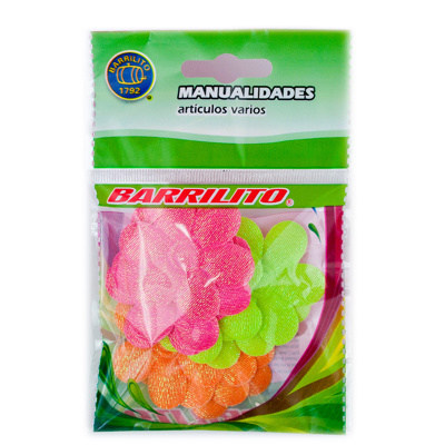 Flores de Satinada Barrilito 073 45 mm. 12 piezas