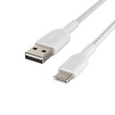 Cable Trenzado Belkin USB-C a USB-A 2M CAB002bt2MWH