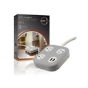 Regleta Eléctrica Cordinate 3 Tomas 2 Puertos Gris 78847