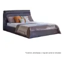 Cama Queen de Cuero Barcelona Design Antique Ebony Gris B61C-Q150-AE