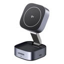 CARGADOR INALAMBRICO 2 EN 1 UGREEN W702 15W MAGNETICO Y PLEGABLE CARGA RAPIDA 35316