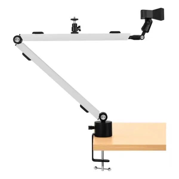 SOPORTE DE ESCRITORIO PARA MICROFONO STREAMPLIFY MOUNT ARM-MIC-WH COMPATIBLE CON MICROFONOS DE 5/8" 3/8" Y 1/4" CAPACIDAD DE 2.5KG SPOM-MA1MCL1.21
