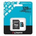 MEMORIA MICRO SD 128GB KINGSTON SDCG4/128GB CLASE 10 UHS-I V30 200 MB/S / 100 MB/S PARA DRONES Y CAMARAS DEPORTIVAS