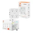 Combo Protector De Sobretensión Inteligente Nexxt Solutions Wi-Fi USB-C/USB-A Blanco NHP-T615  + Bombillos Inteligentes Nexxt Solutions LED Wi-Fi 110V BR30 4-Pack NHB-W2104PK 