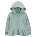 Abrigo zon zipper detalle cintura y florcitas