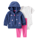 Conjunto de 3 piezas: mameluco y pantalón y abrigo emojis de tela