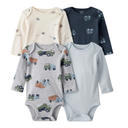 Set de 4 mamelucos con temática de construcción