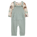 Conjunto 2 piezas, overol con camiseta manga larga detalle animalitos